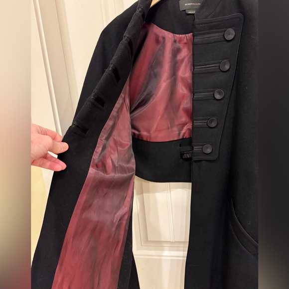 BCBGMaxAzria Black Wool Blend Military Cape Style Jacket w Long Front. Size XS - Picture 6 of 9